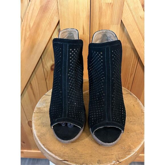 Lucky Brand Larise Cut Out Open Toe Ankle Bootie Womens Size 10M Black Slip On S - Picture 2 of 9